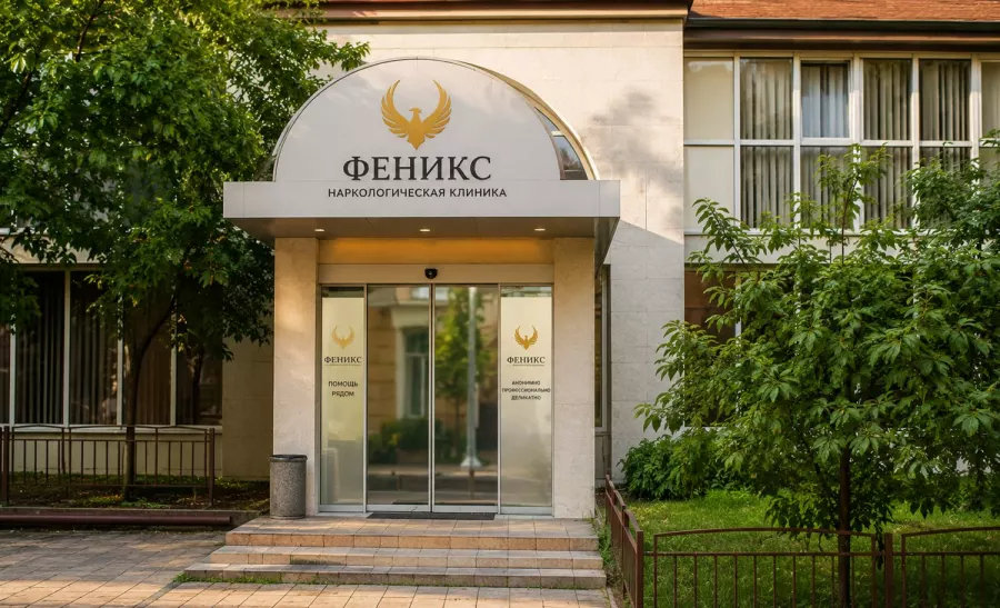 Вход в наркологическую клинику «Феникс» в Лесном
